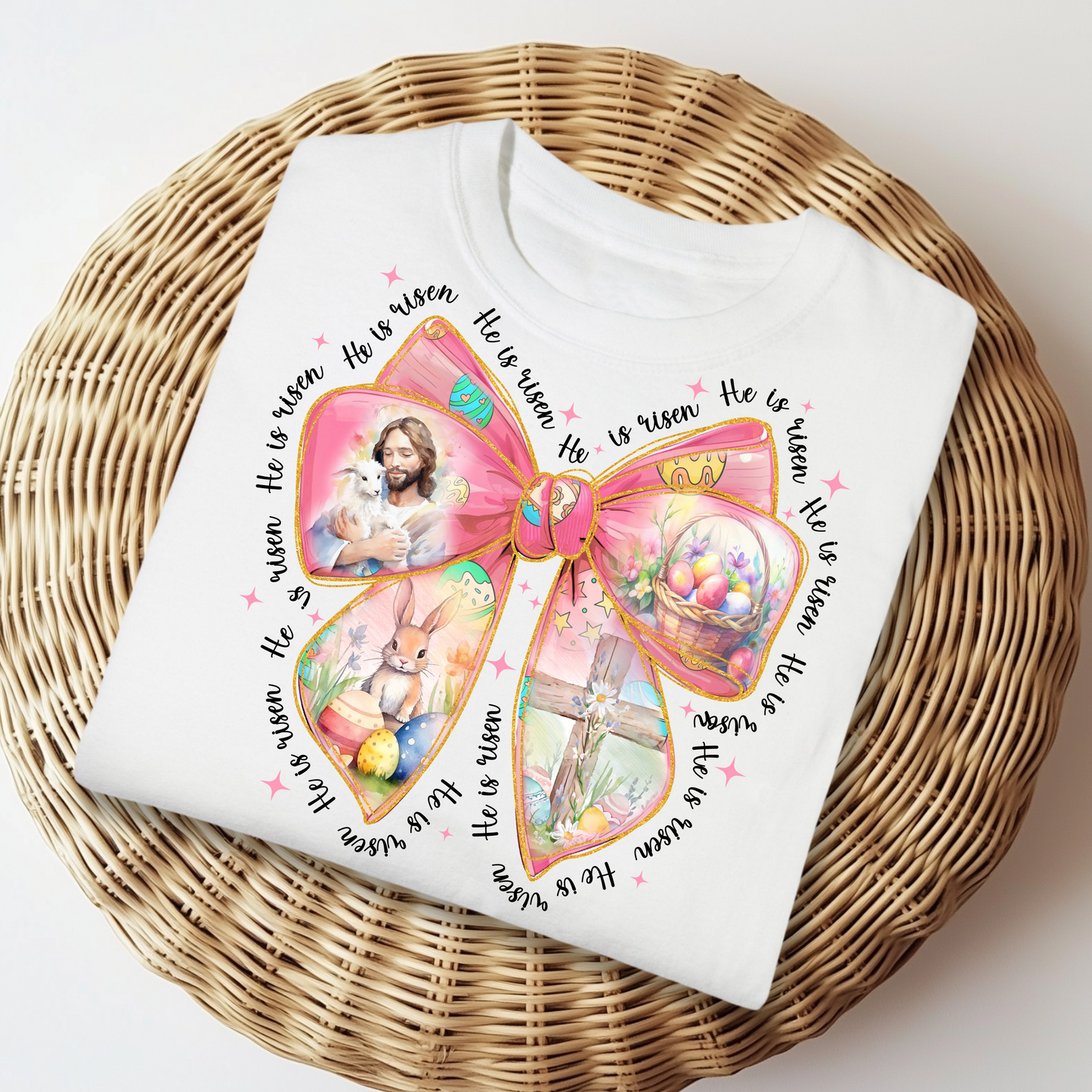 He Is Risen Easter Bow Christian Shirt