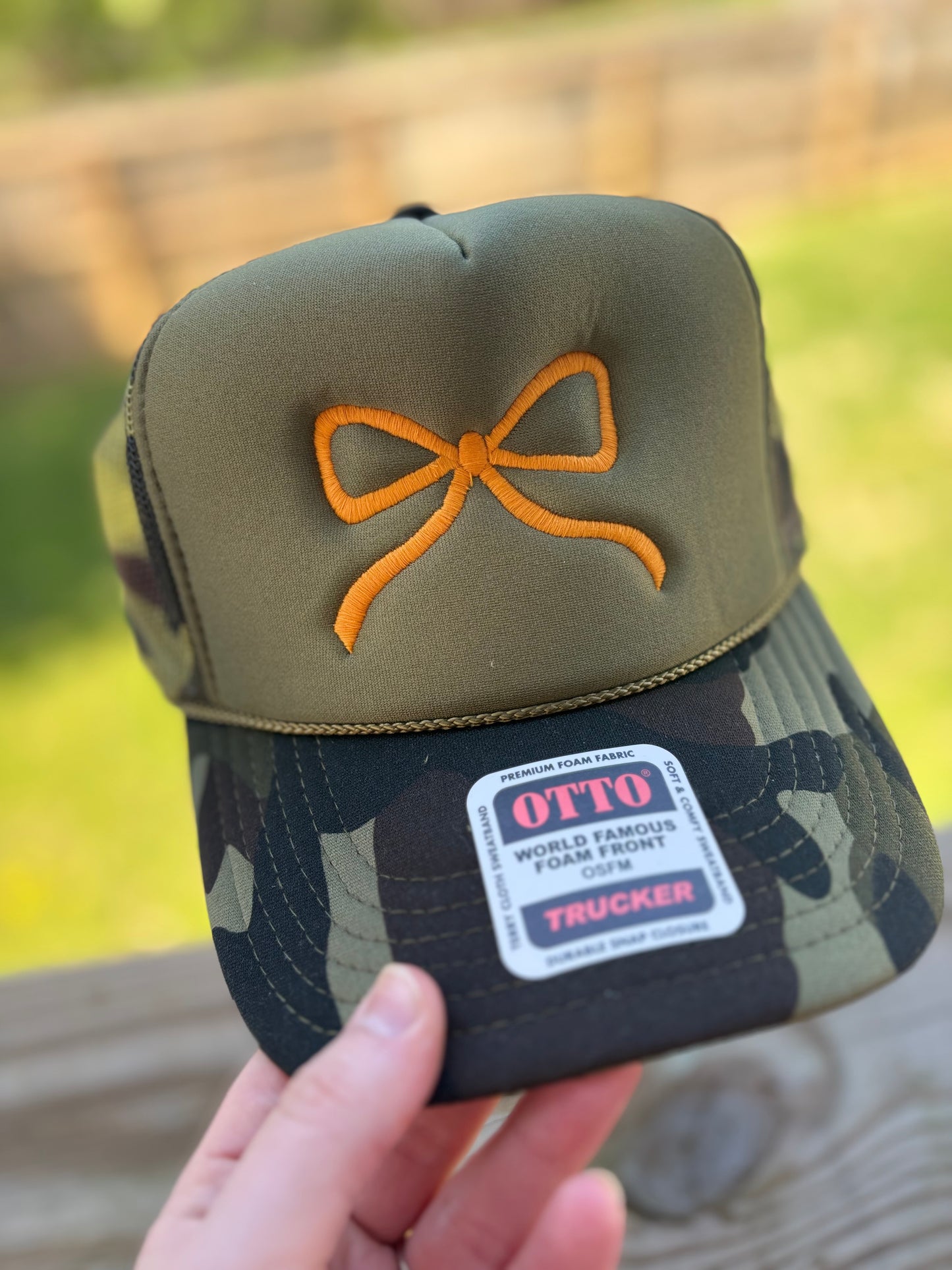 Camo Bow Trucker Hat | Cute Camo Mesh Cap for Women