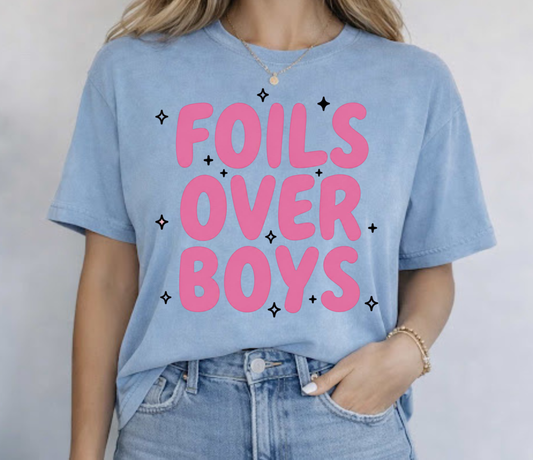 Foils Over Boys | Funny Hairstylist Graphic Tee | Hairdresser Shirt | Salon Apparel
