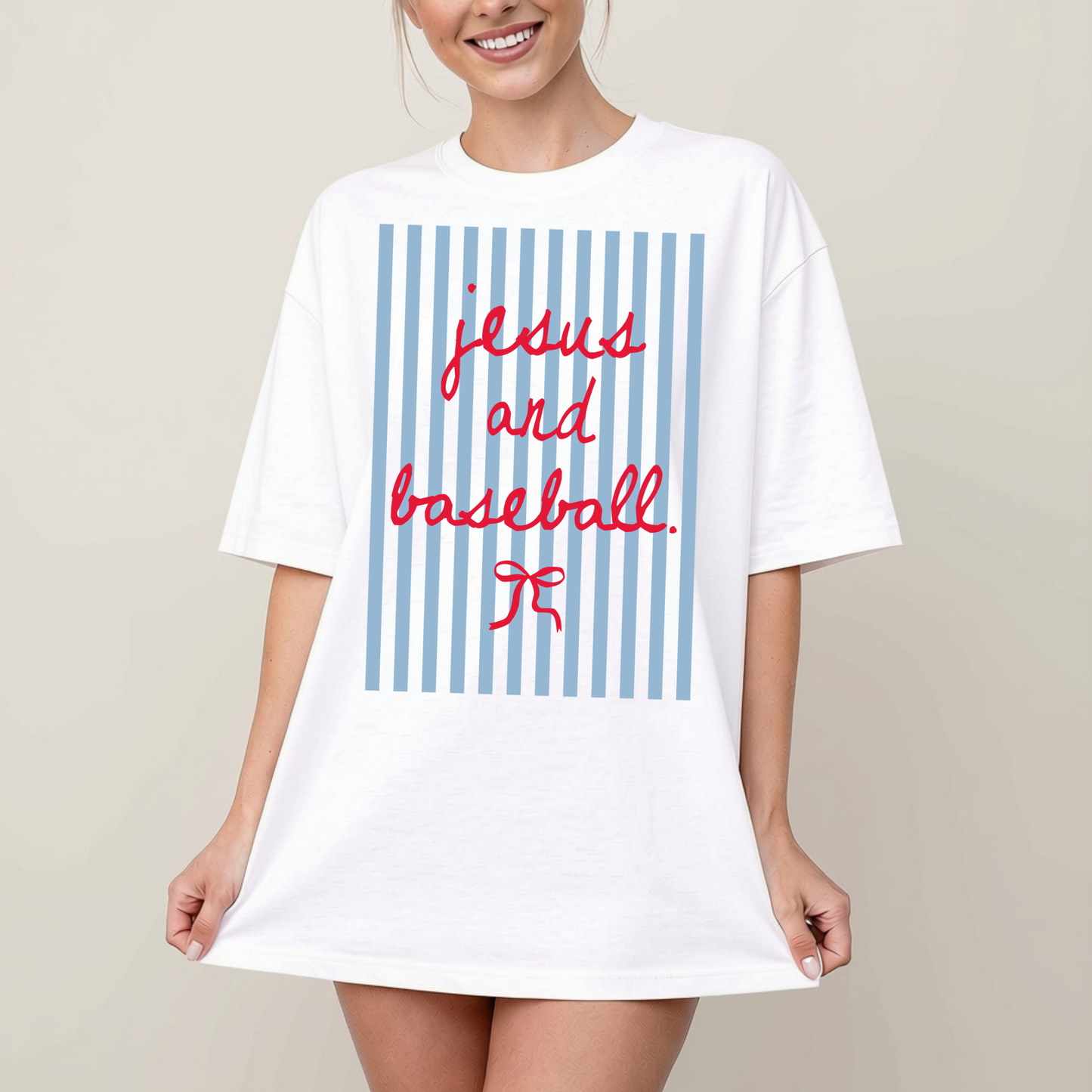 Jesus & Baseball Stripes | Retro Christian Baseball | Faith Game Day| Baseball Gift